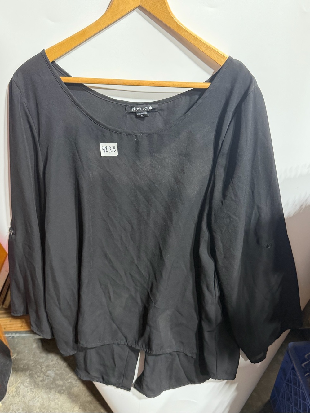 #4238-New Look Black Lightweight Scoop Neck Blouse